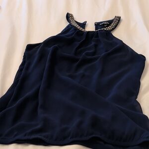 Express Navy Blue Beaded Women's Blouse
